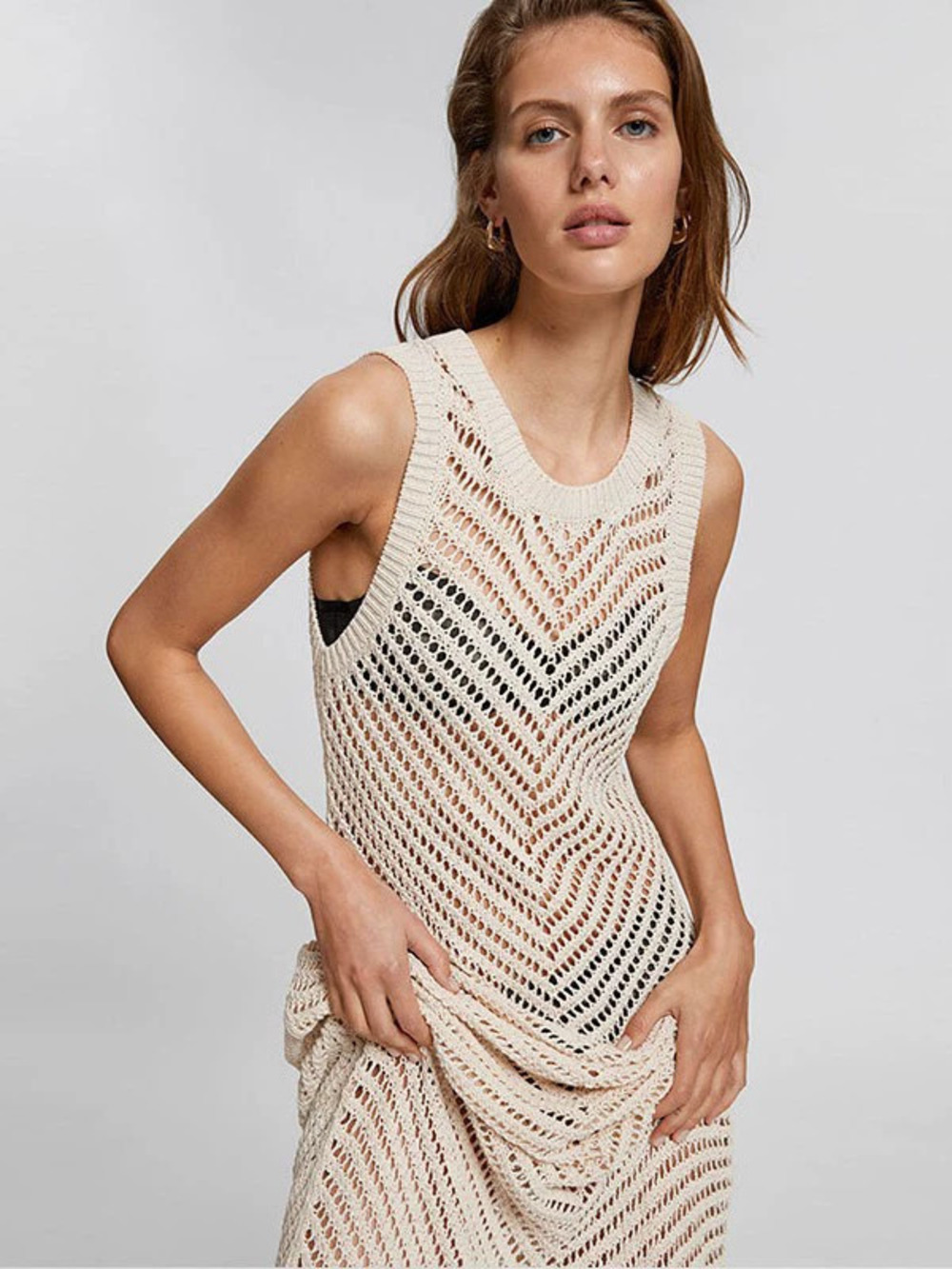 ZARA Sexy Knit Hollow Out Beach Bikini Cover Up Chic UV Protection Dress